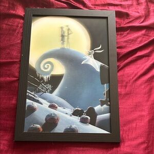 The Nightmare Before Christmas Framed Holographic Art Print - Blue Moon Scene